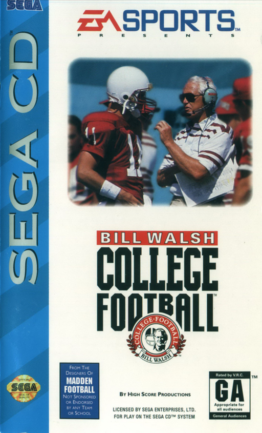Bill Walsh College Football (USA) Sega CD Game Cover